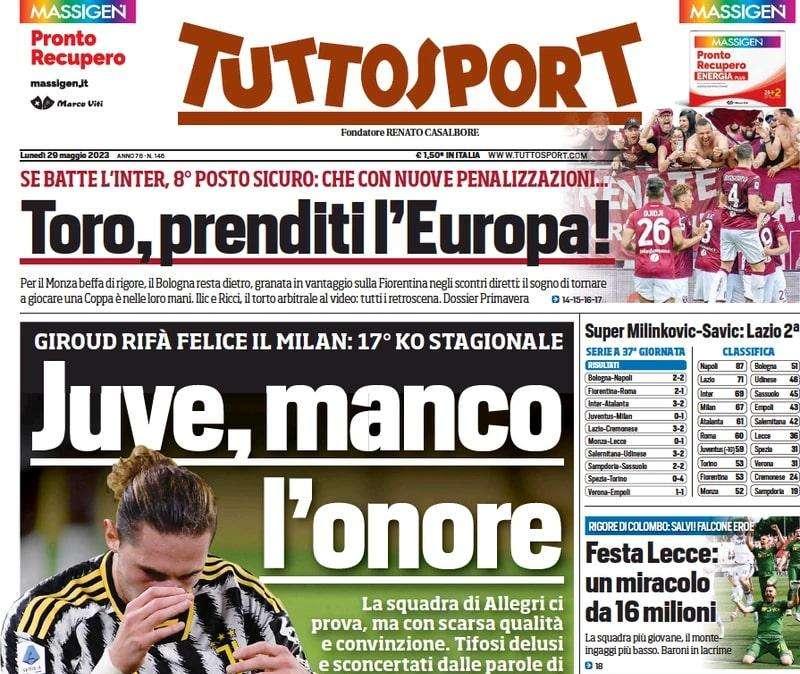 Tuttosport - Juve, manco l’onore 