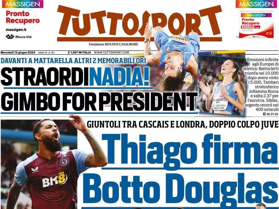Tuttosport - Thiago firma, botto Douglas
