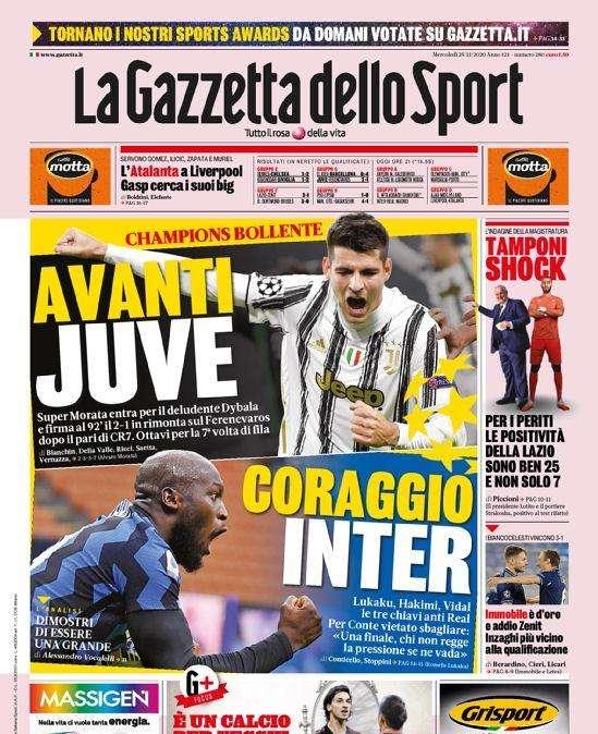 Gazzetta - Avanti Juve, coraggio Inter