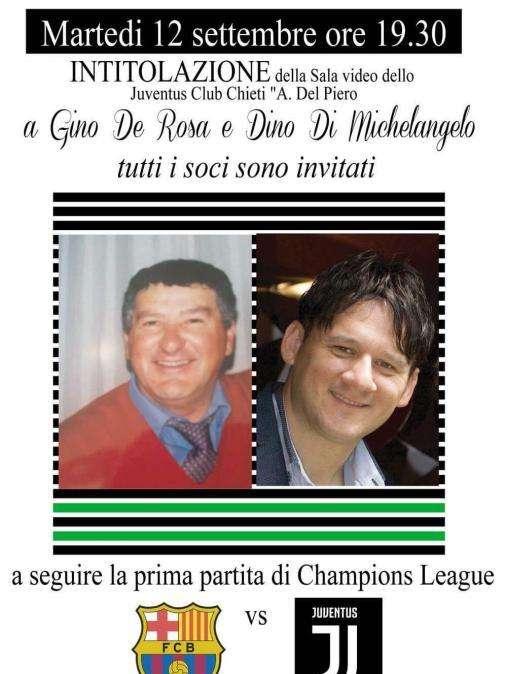 Juventus Official Fan Club A. Del Piero Chieti, intitolazione sala video alla memoria di due soci