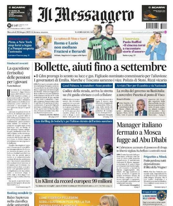 Il Messaggero - Roma e Lazio mollano Frattesi e Berardi 