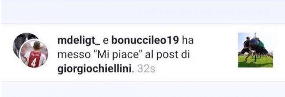 De Ligt-Juve, conferme social: spunta il "mi piace" del centrale olandese in un post di Chiellini