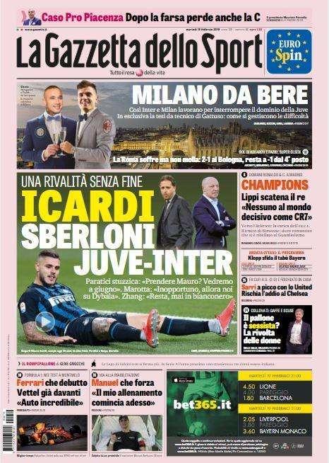 Gazzetta - Icardi accende Juve-Inter