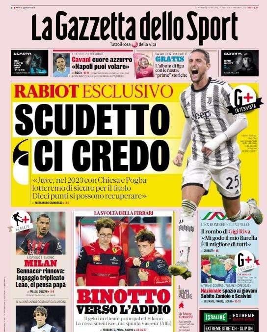 Gazzetta - Rabiot: “Scudetto, ci credo”