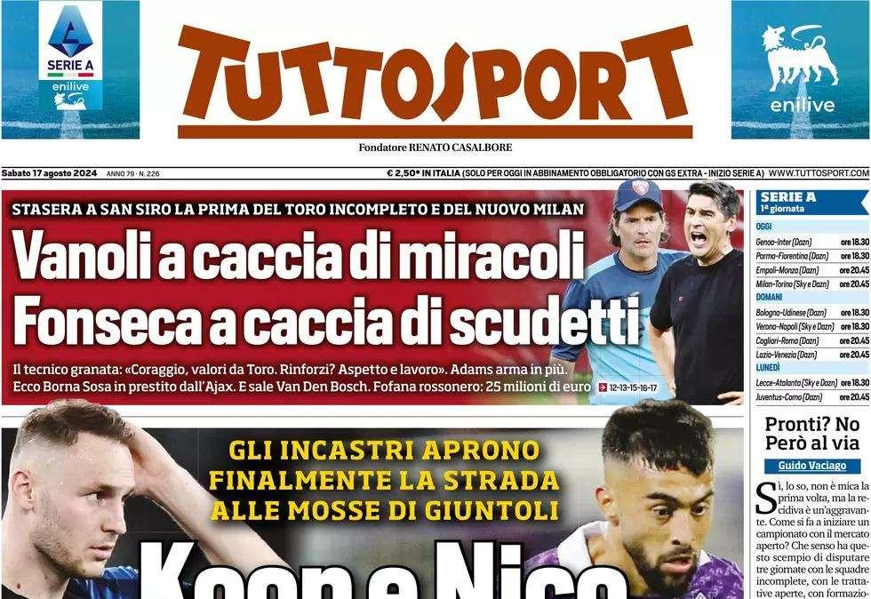 Tuttosport - Koop e Nico doppietta Juve 