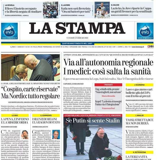La Stampa - Lazio ko, la Juve riparte in coppa