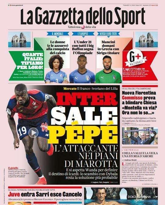 Gazzetta - Inter, sale Pepe, Juve dentro Sarri fuori Cancelo