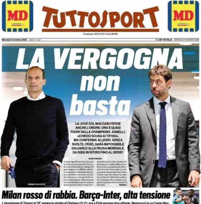 Tuttosport- La vergogna non basta 