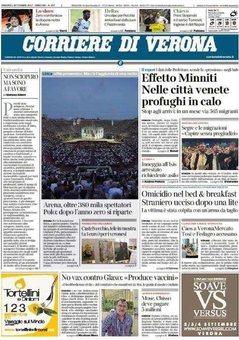 Corriere di Verona - Arriva Kean e Pazzini resta