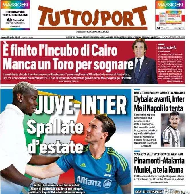 Tuttosport. - Juve e Inter, spallate d’estate 