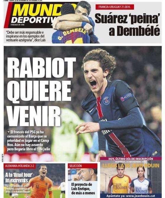 Mundo Deportivo - Rabiot vuole venire
