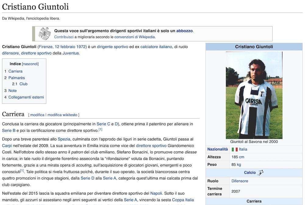 La curiosità: quando Cristiano Giuntoli giocava in bianconero