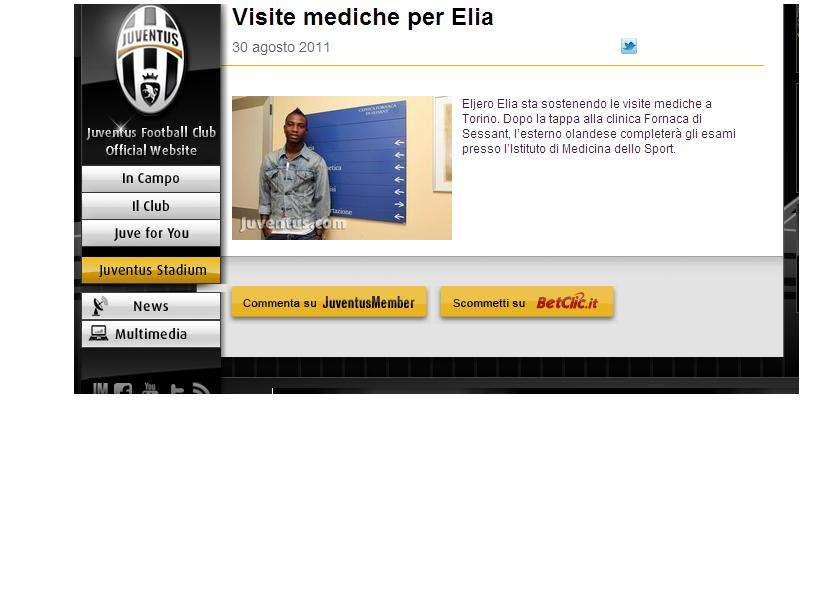 LIVE ELIA - ARRIVANO LE CONFERME DI AMBURGO E JUVENTUS
