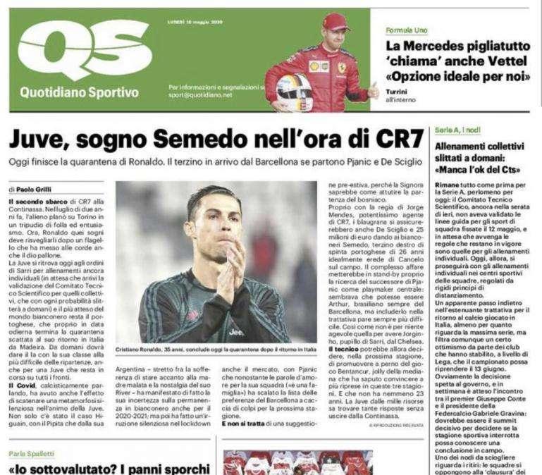 QS - Juve, sogno Semedo nell’ora di Cr7