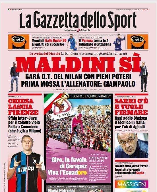 Gazzetta - Maldini Si, Sarri c'è