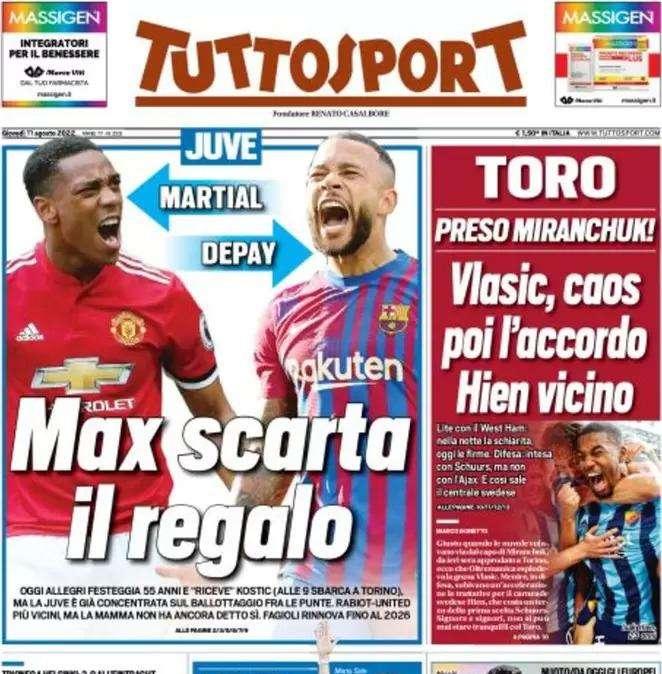 Tuttosport - Max scarta il regalo 