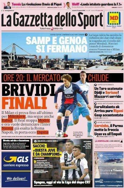 Gazzetta - Per Milinkovic tentativo Milan 
