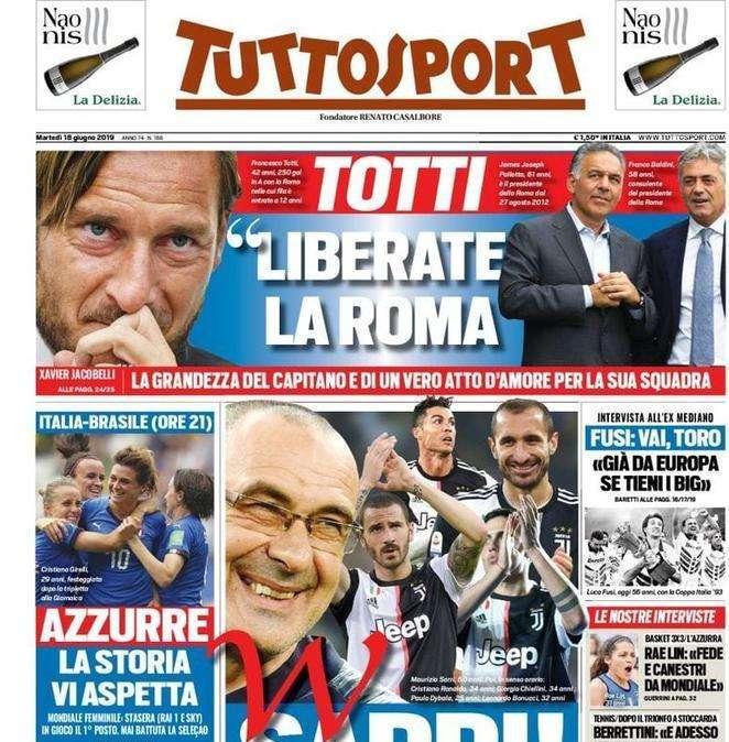 Tuttosport - W Sarri, Il tecnico incassa gradimento spogliatoio. Corsi: "Conquisterà CR7"