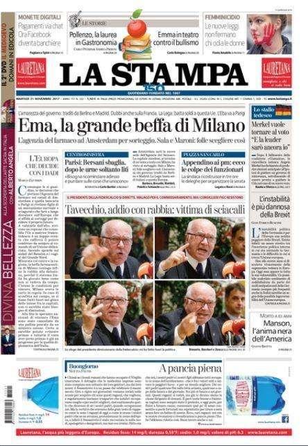 La Stampa - Tavecchio si sente vittima di sciacalli