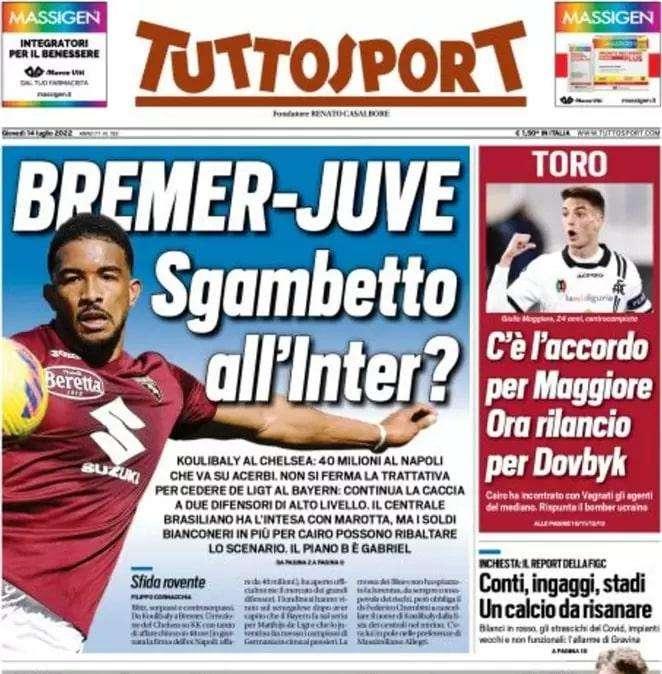 Tuttosport - Bremer-Juve, sgambetto all’Inter?