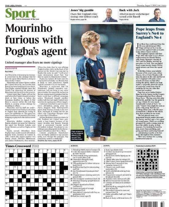 Times - Mourinho infuriato con Raiola per Pogba