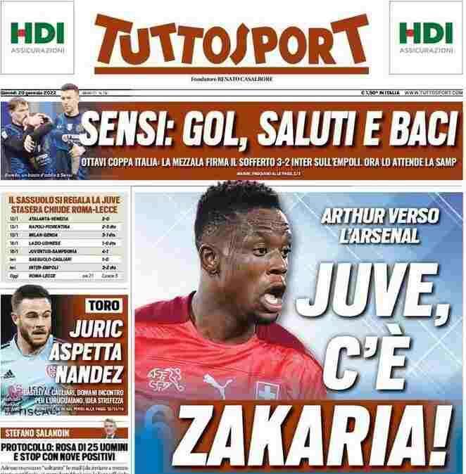 Tuttosport - Juve, c’è Zakaria 
