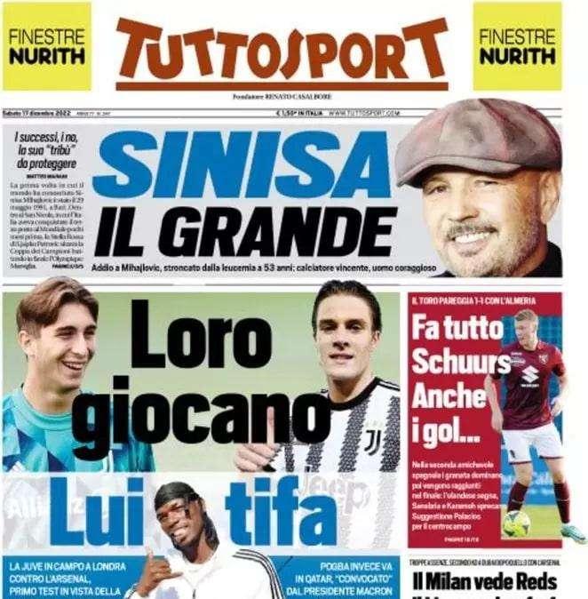 Tuttosport- Loro giocano, lui tifa 