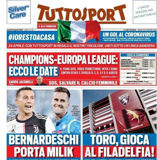 Tuttosport - Bernardeschi porta Milik 