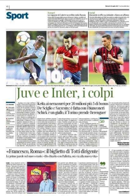 Corsera - Juve ed Inter ecco i colpi  