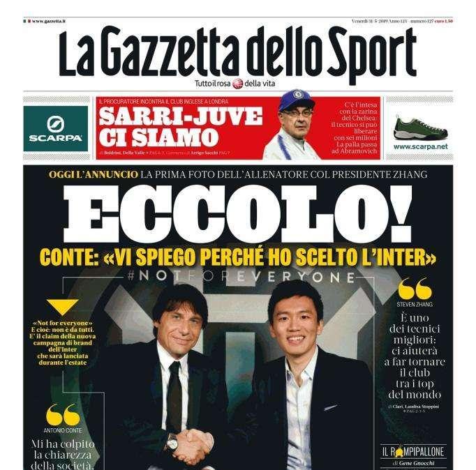 Gazzetta - Ecco Conte, Sarri-Juve, ci siamo!
