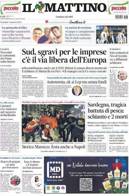 Il Mattino - Juve a rischio  