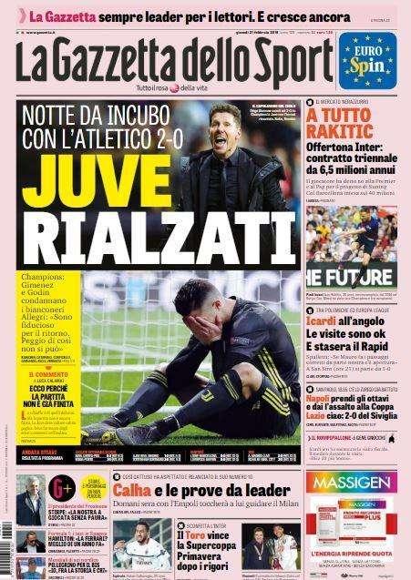 Gazzetta - Ronaldo illude, l’Atletico voleva «sporcare» la partita e ci è riuscito