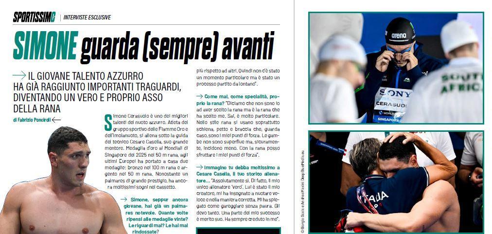 Simone Cerasuolo, il campione di nuoto tifoso della Juve: passione nata in famiglia