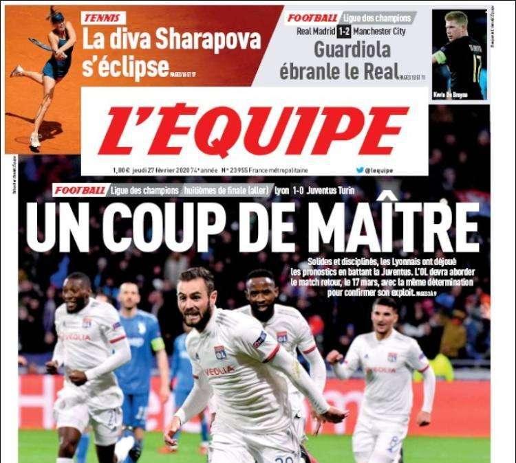 L'Equipe celebra il Lione: "Un colpo da maestro"