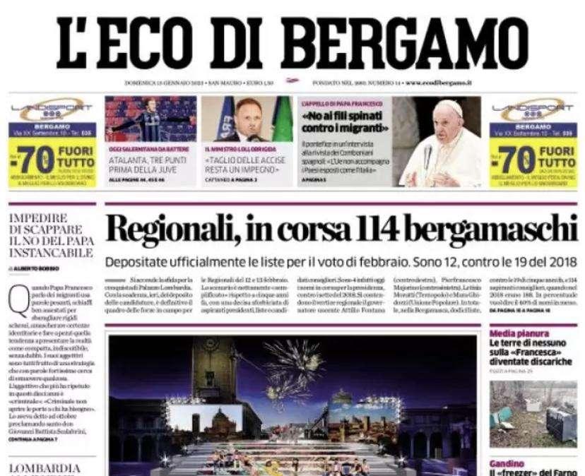 Eco di Bergamo - Tre punti prima della Juve 