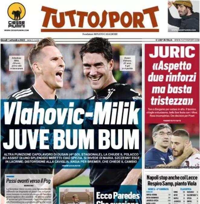 Tuttosport - Vlahovic e Milik, boom boom