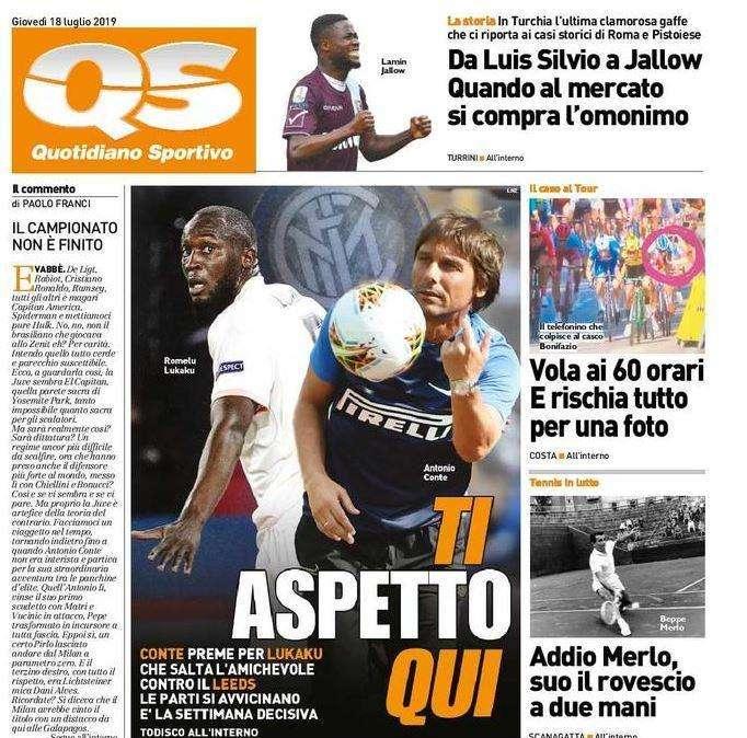 QS - Conte preme per Lukaku 