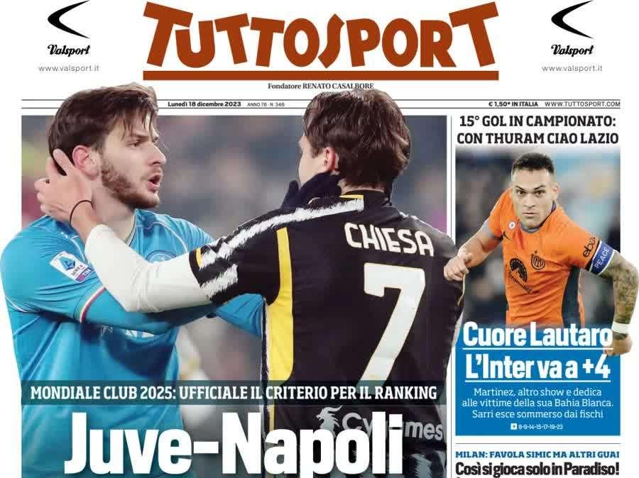 Tuttosport - Juve-Napoli vale un mondo 