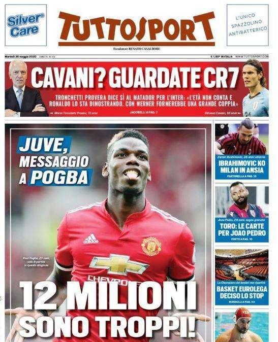 Tuttosport - Juve, messaggio a Pogba, 12 milioni sono troppi