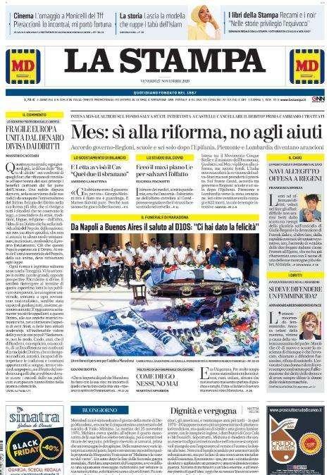 La Stampa - Maradona, ci hai dato la felicità 