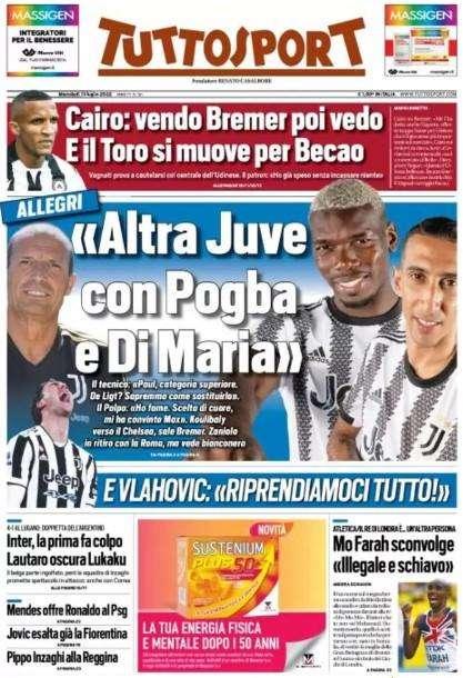 Tuttosport - Altra Juve con Pogba e Di Maria 