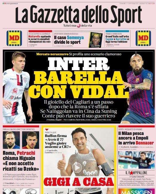 Gazzetta - Inter, Barella con Vidal
