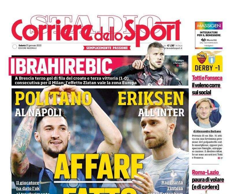 Corsport - Affare fatto, Politano al Napoli, Eriksen all’Inter, De Sciglio-Kurzawa a sorpresa