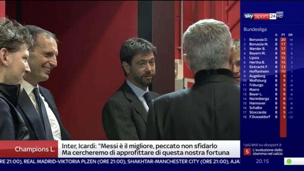 LIVE TJ - Mourinho, lungo colloquio con Agnelli, Nedved, Allegri, Paratici e Lombardo