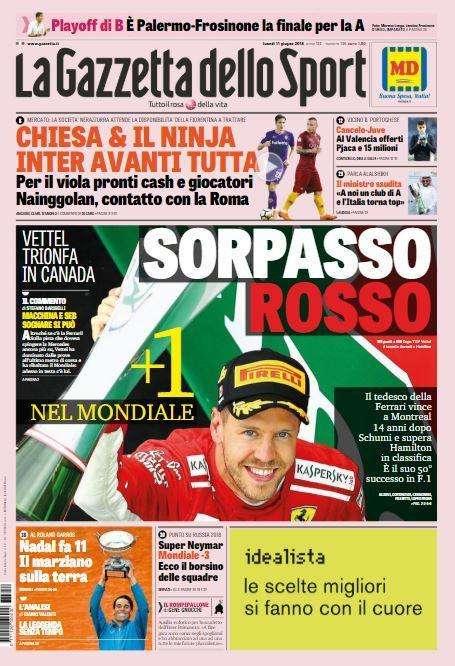 Gazzetta - Chiesa & il Ninja, Inter avanti tutta