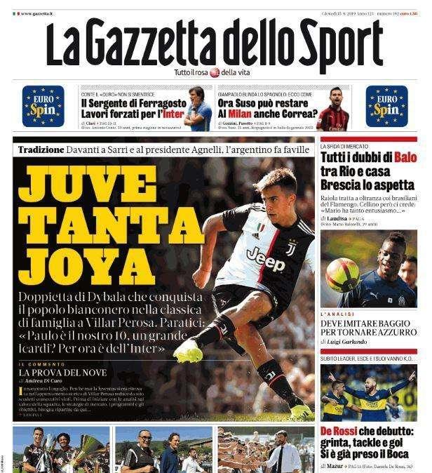 Gazzetta - Juve, tanta Joya 