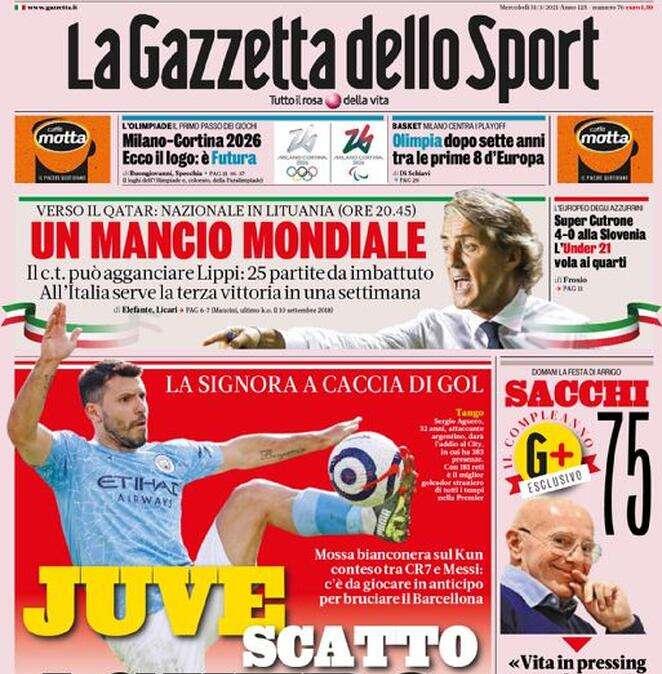 Gazzetta - Juve, scatto Aguero