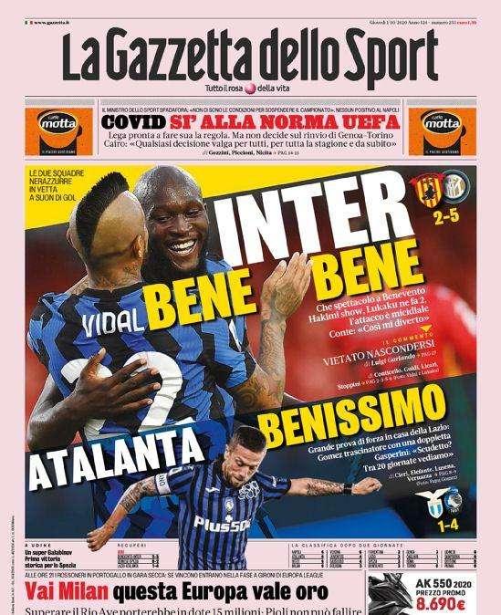 Gazzetta - Inter bene bene, Atalanta benissimo 