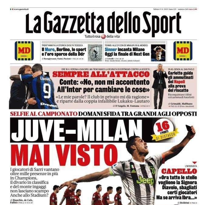 Gazzetta - Un Juve-Milan mai visto