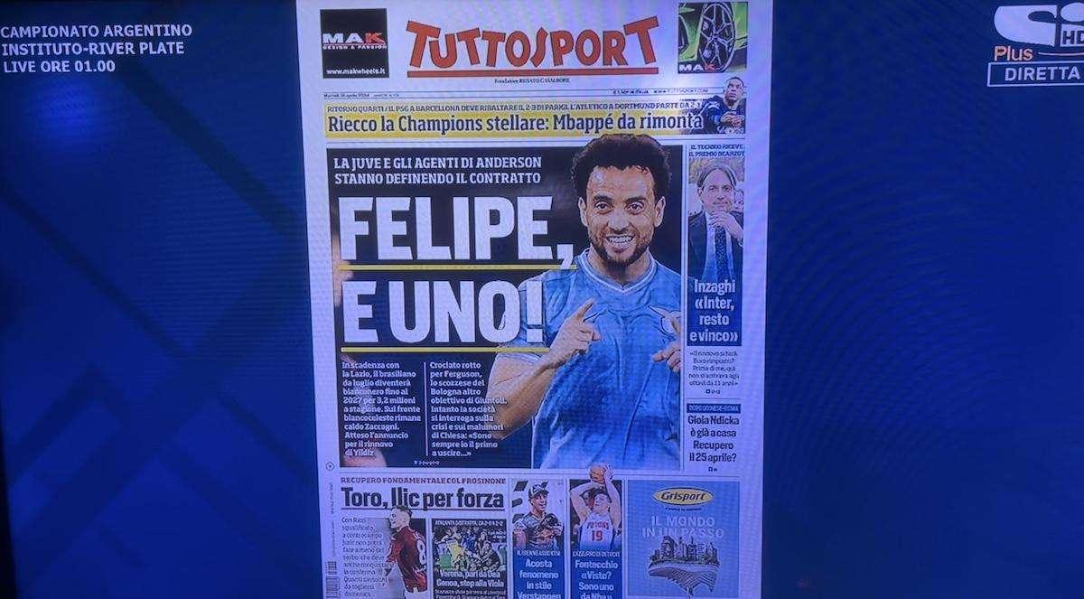 Sportitalia - Felipe Anderson e il Palmeiras tirano un brutto scherzo a Tuttosport: prima pagina da cambiare!